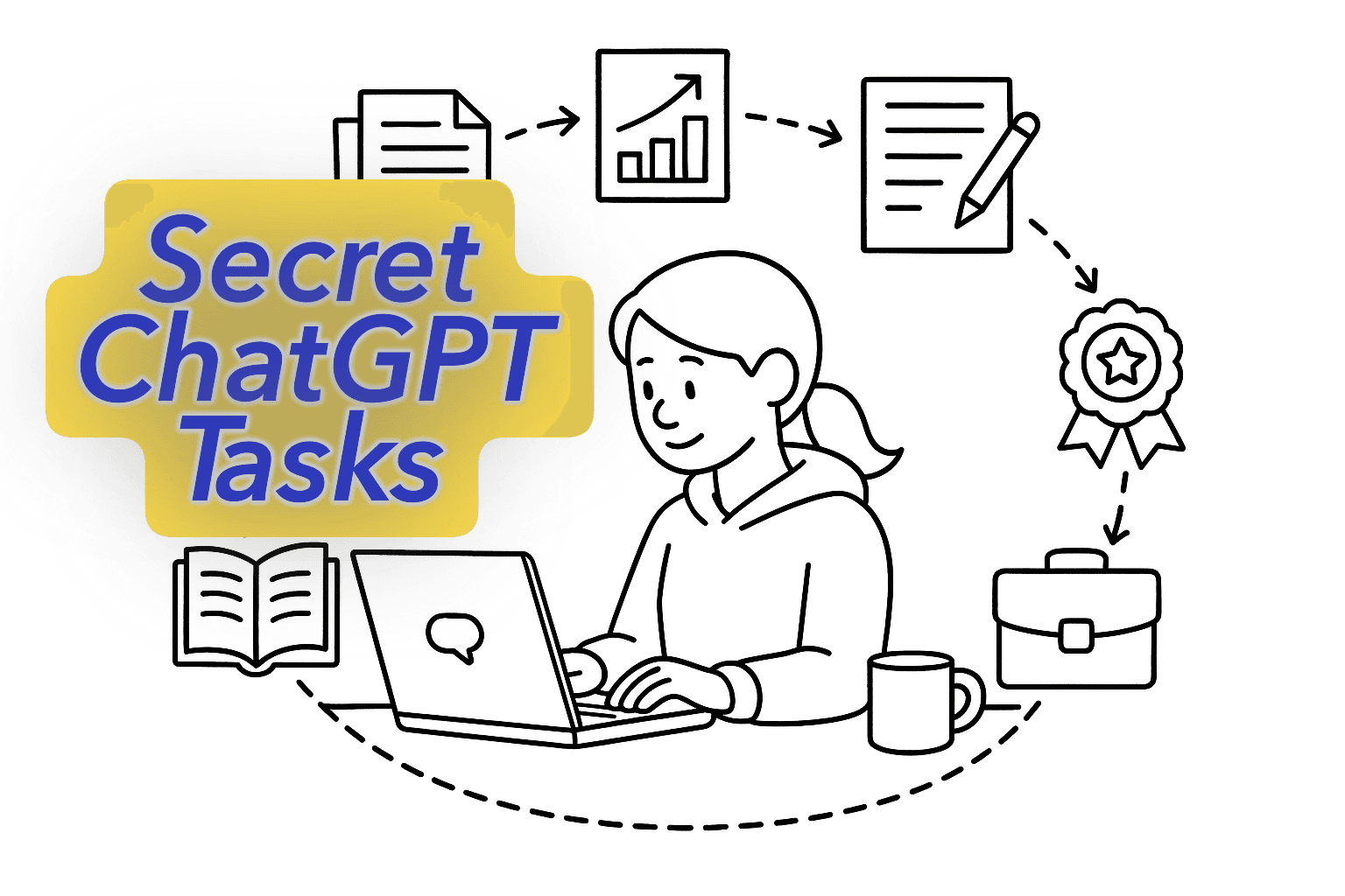 Graduate student using automated ChatGPT task workflows on a laptop