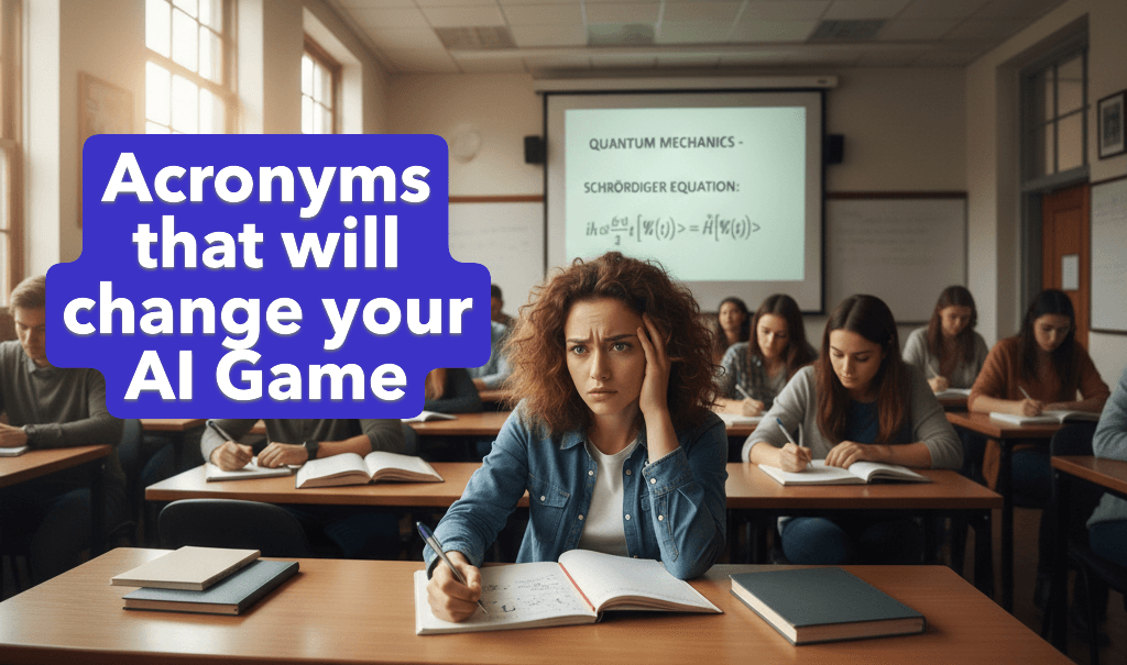 A master's student looking overwhelmed by academic acronyms in class