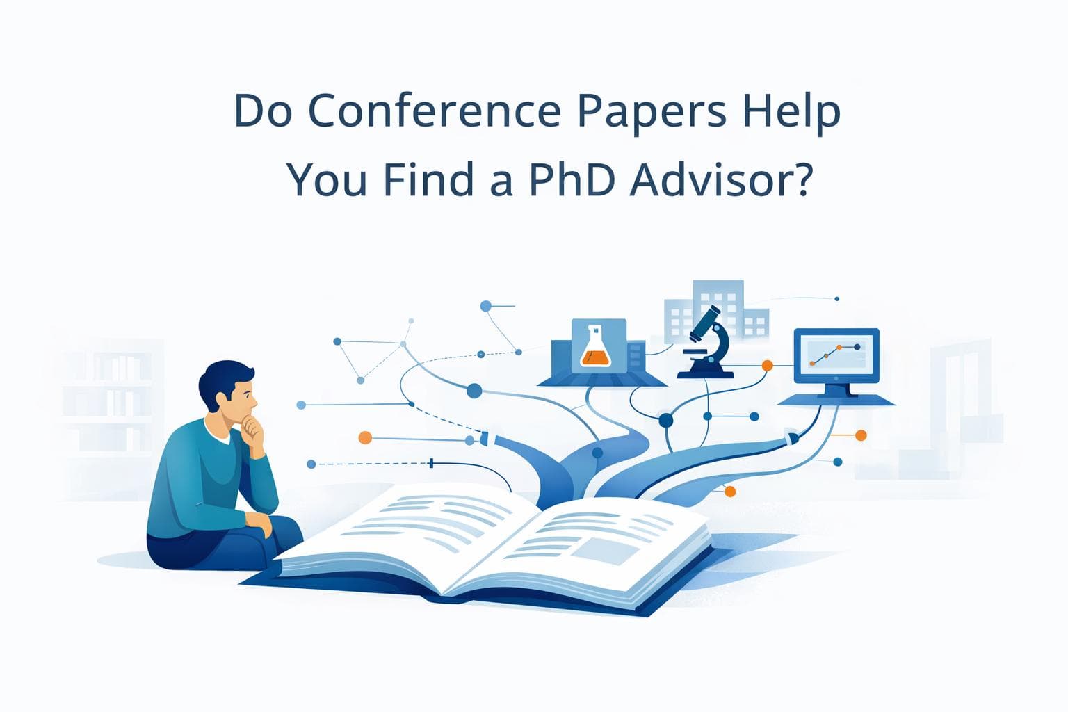 Prospective PhD applicant presenting conference research while evaluating fit with a potential advisor