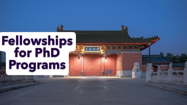 Doctoral student reviewing fellowship opportunities and research plans