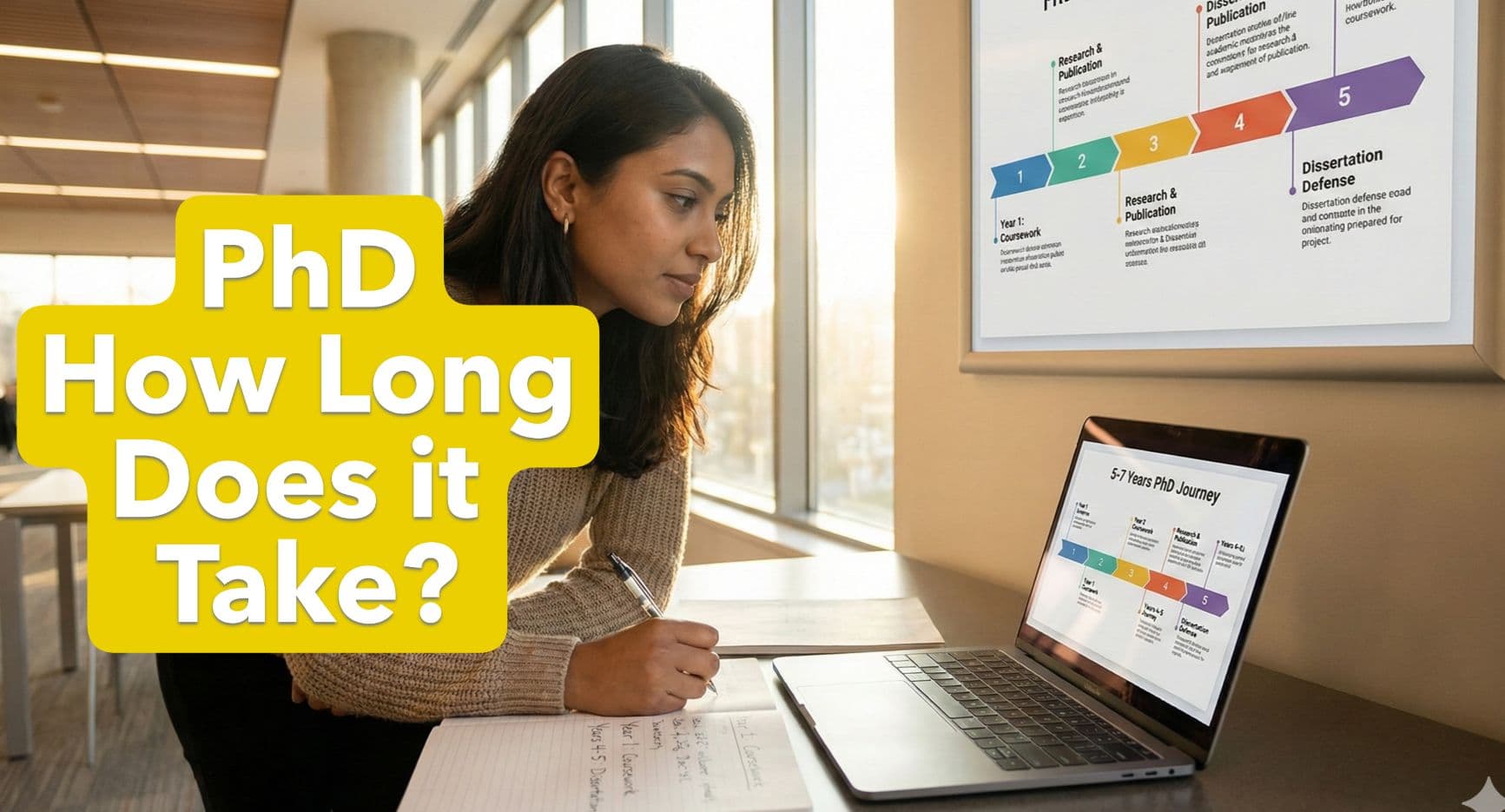 Doctoral student planning their PhD program timeline and dissertation research