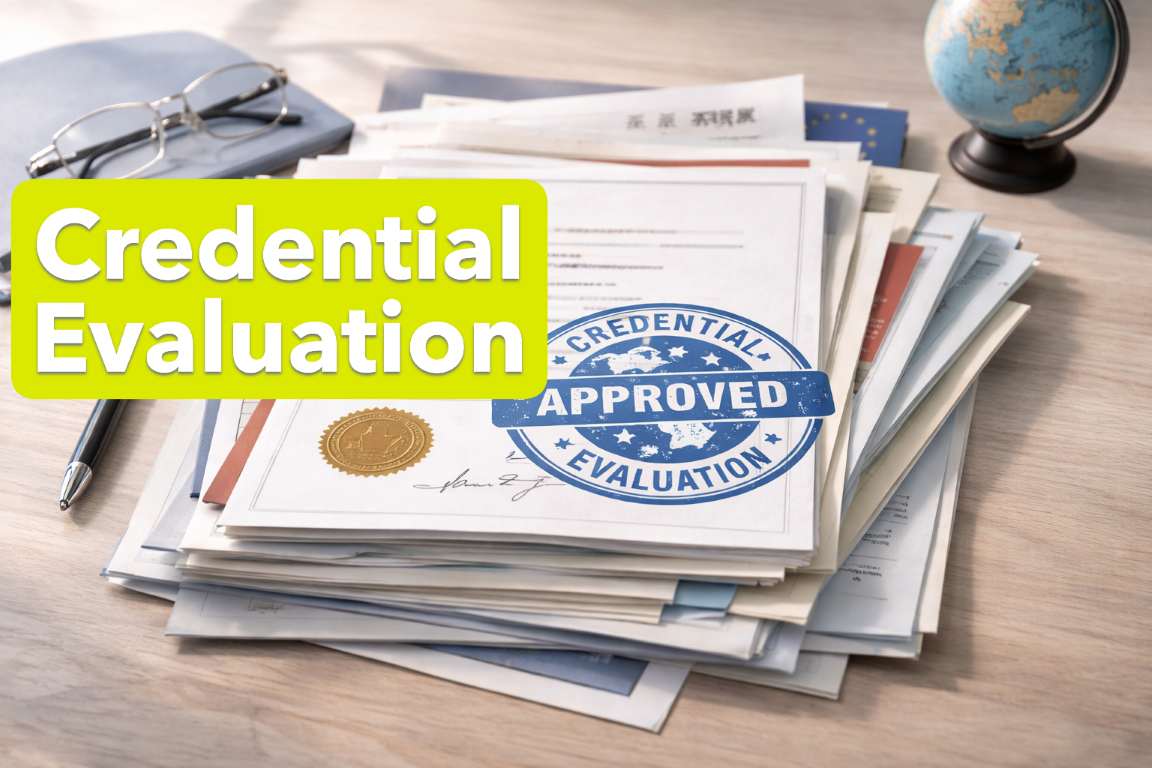 Stack of international academic documents with a certification stamp representing WES credential evaluation